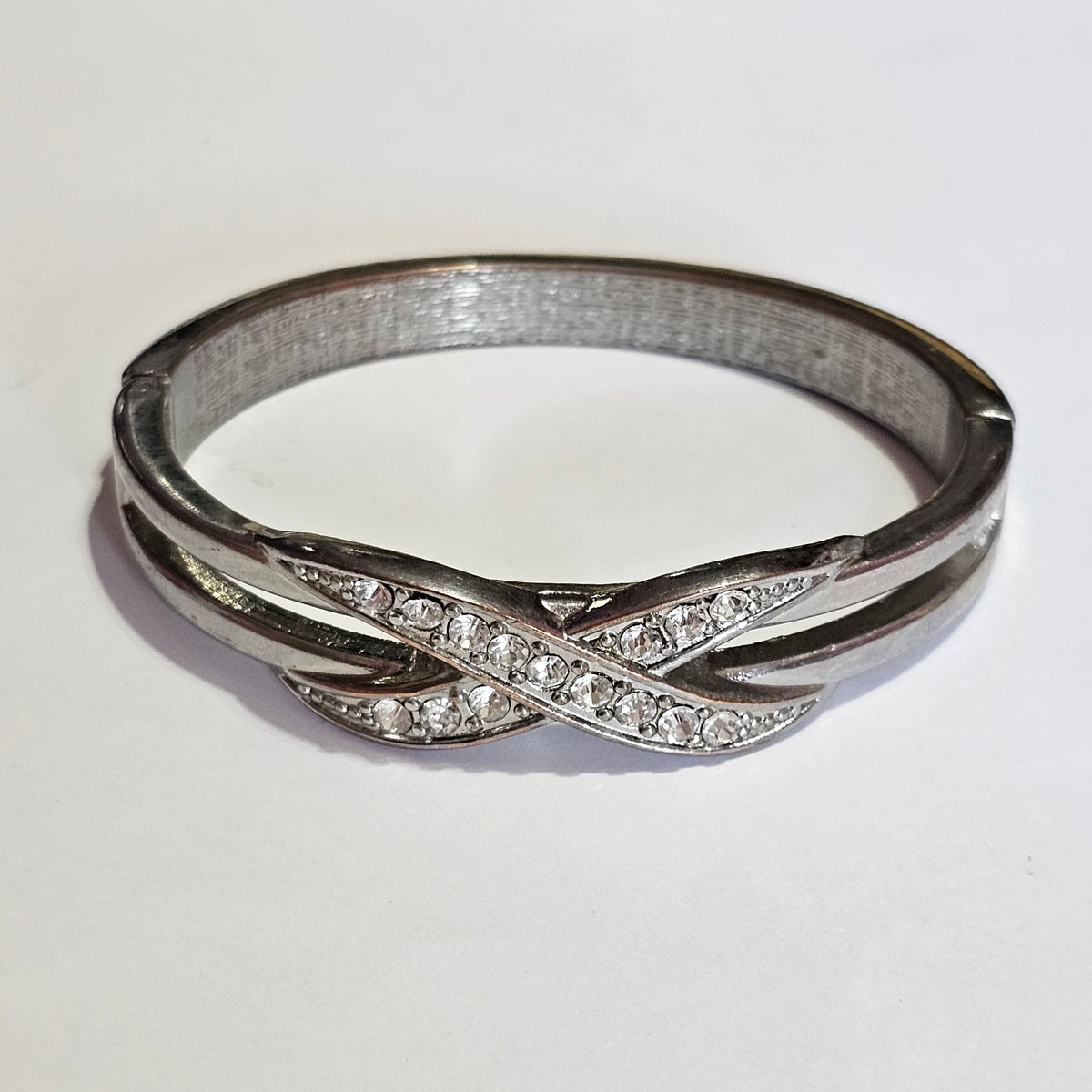 Silver-tone Crystal Rhinestone Infinity Clamper Bracelet