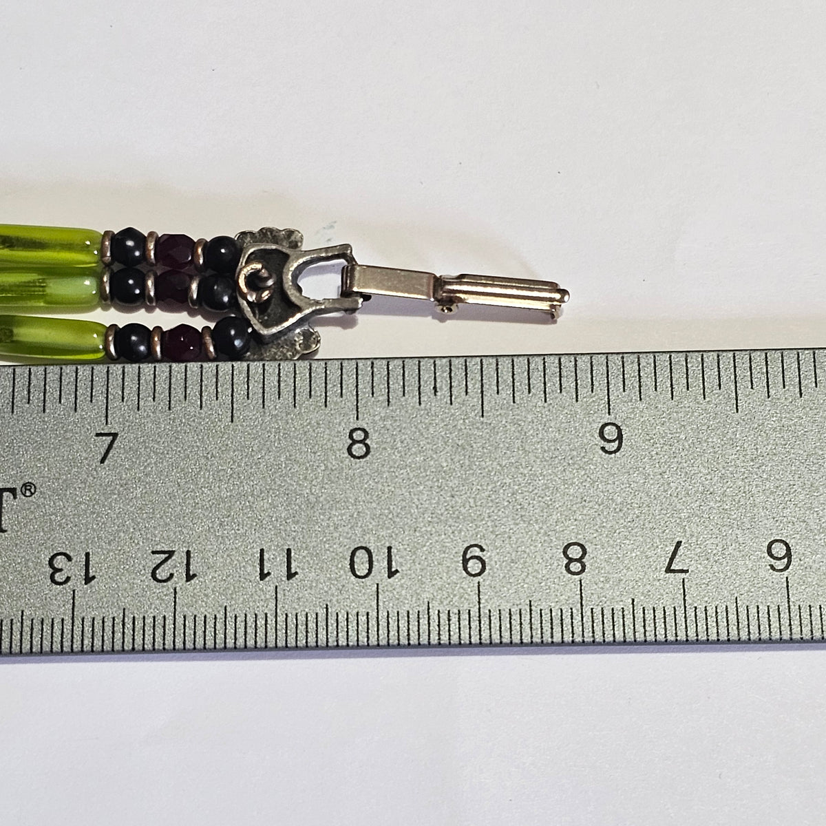 Green Tube Garnet Crystal Beaded Layered Bracelet Vintage