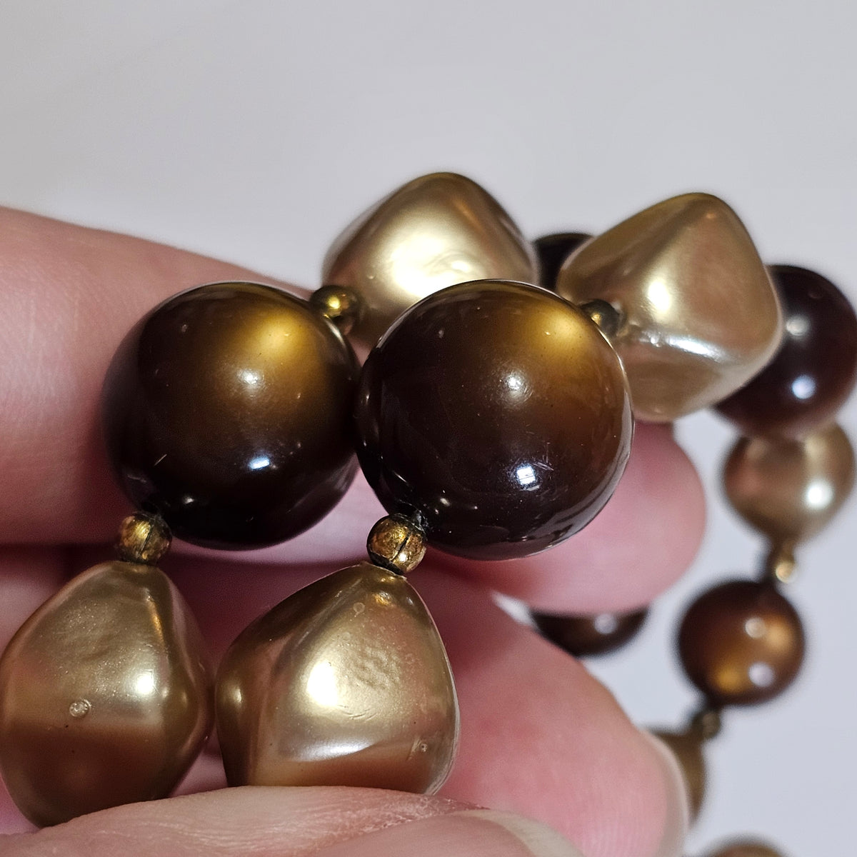 Brown Moonglow Beaded Vintage Memory Wire Bracelet