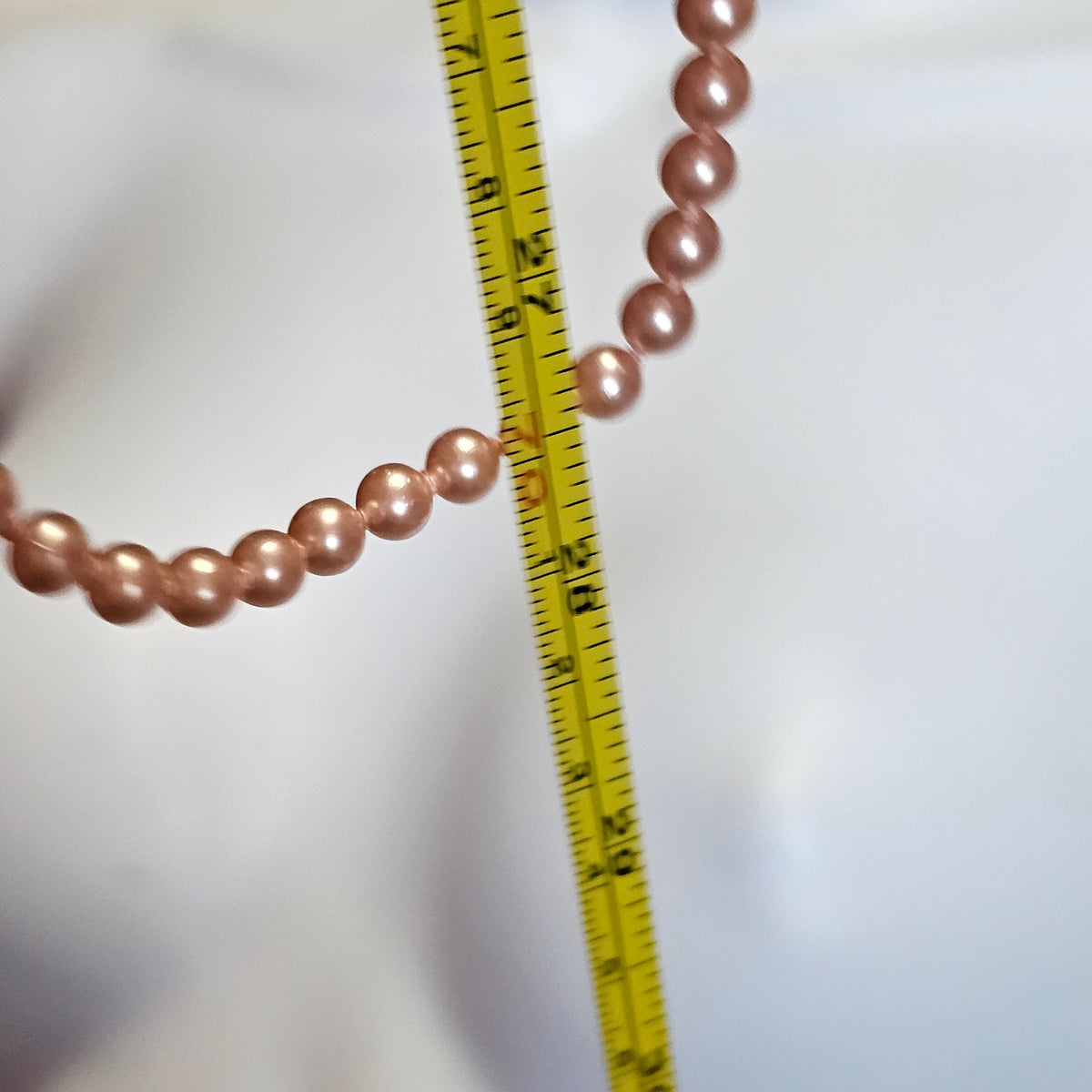 Very Long Pink Faux Pearl Beaded Flapper Style Vintage Necklace