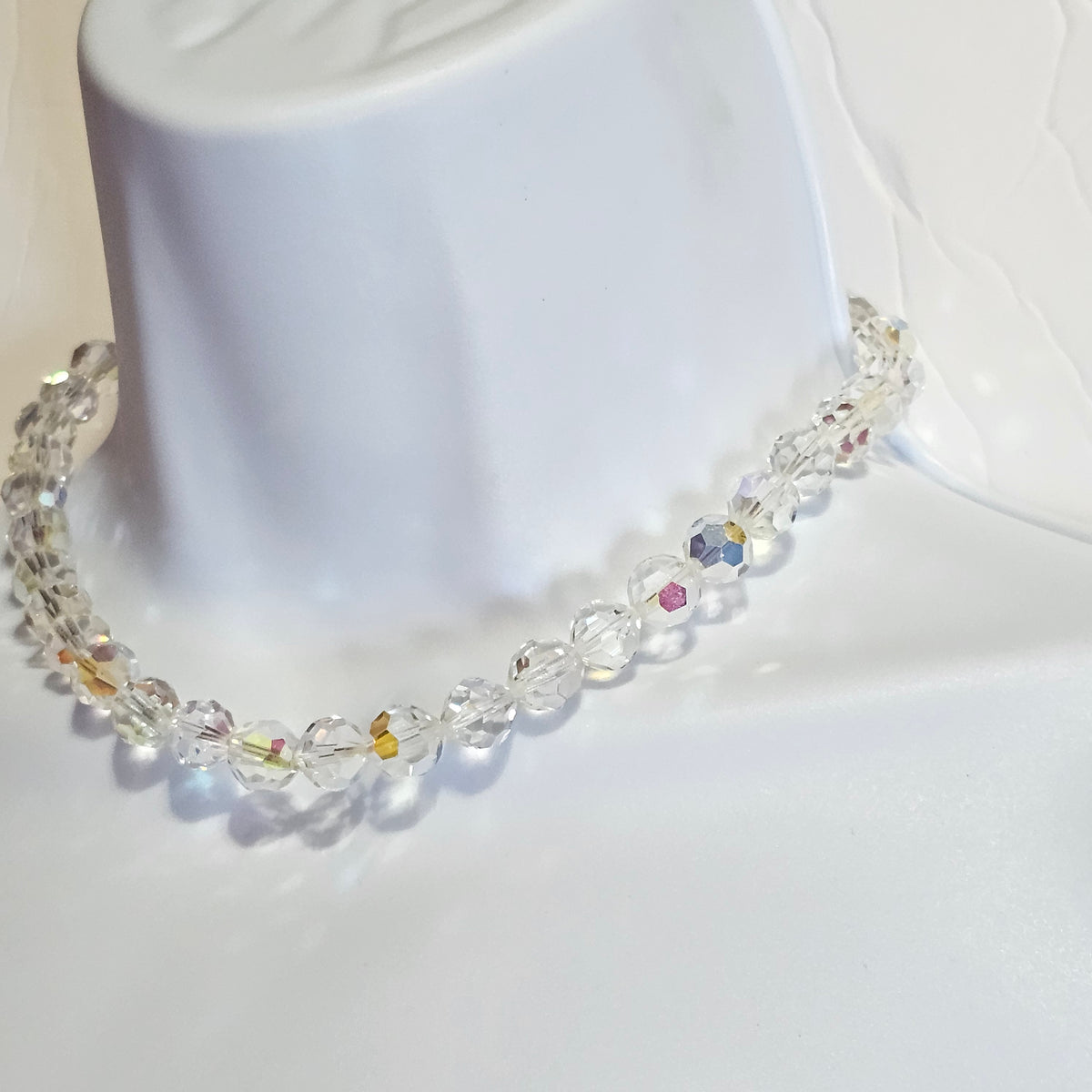 Aurora Borealis Glass Crystal Faceted Vintage Necklace Collar