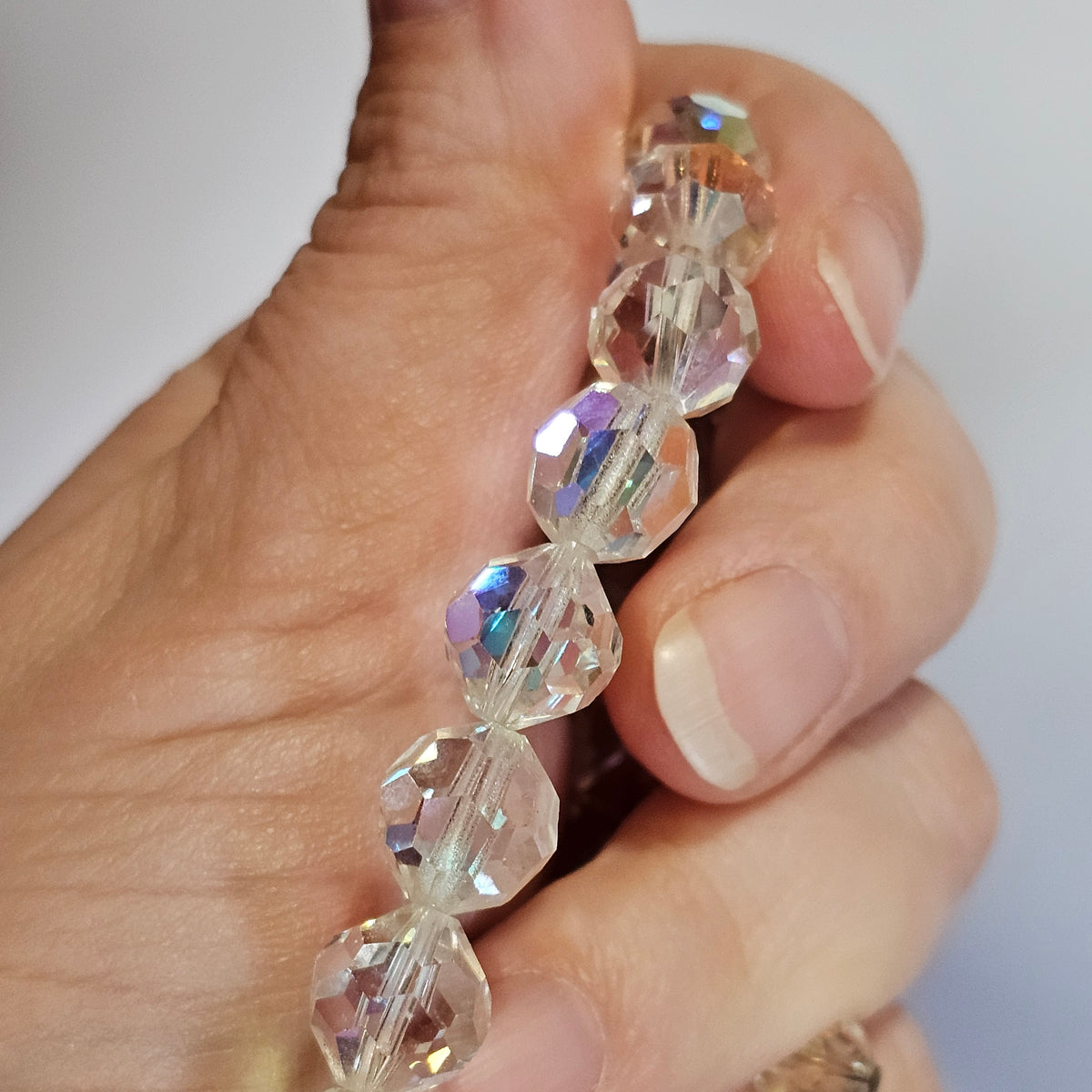 Aurora Borealis Glass Crystal Faceted Vintage Necklace Collar