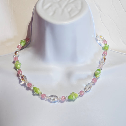 Pastel Murano Wedding Cake Glass Beaded Vintage Necklace