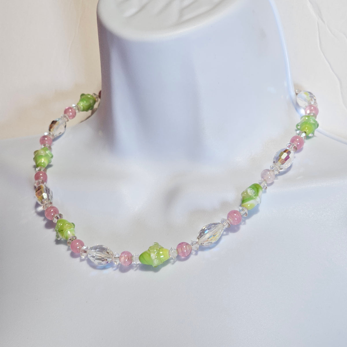 Pastel Murano Wedding Cake Glass Beaded Vintage Necklace