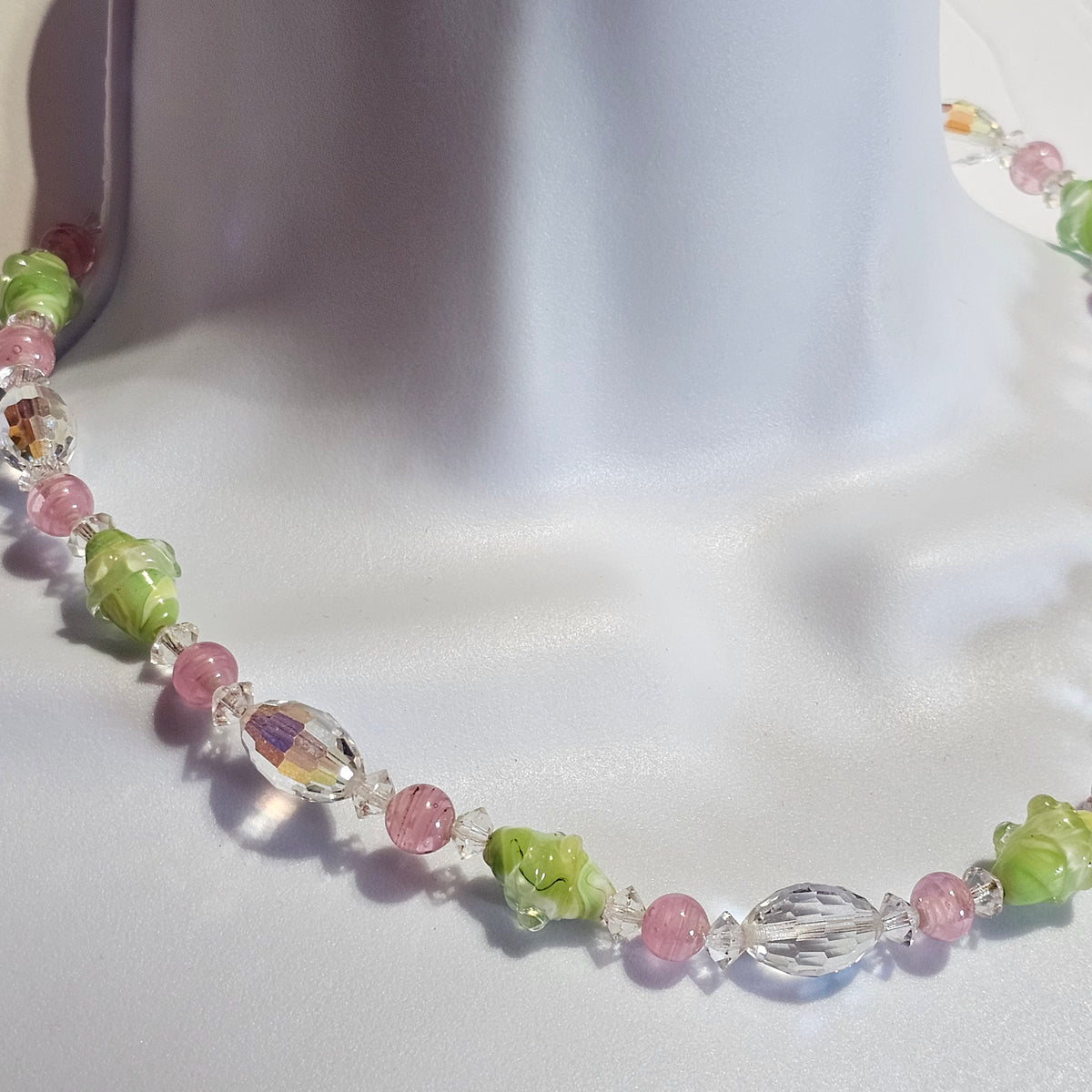 Pastel Murano Wedding Cake Glass Beaded Vintage Necklace
