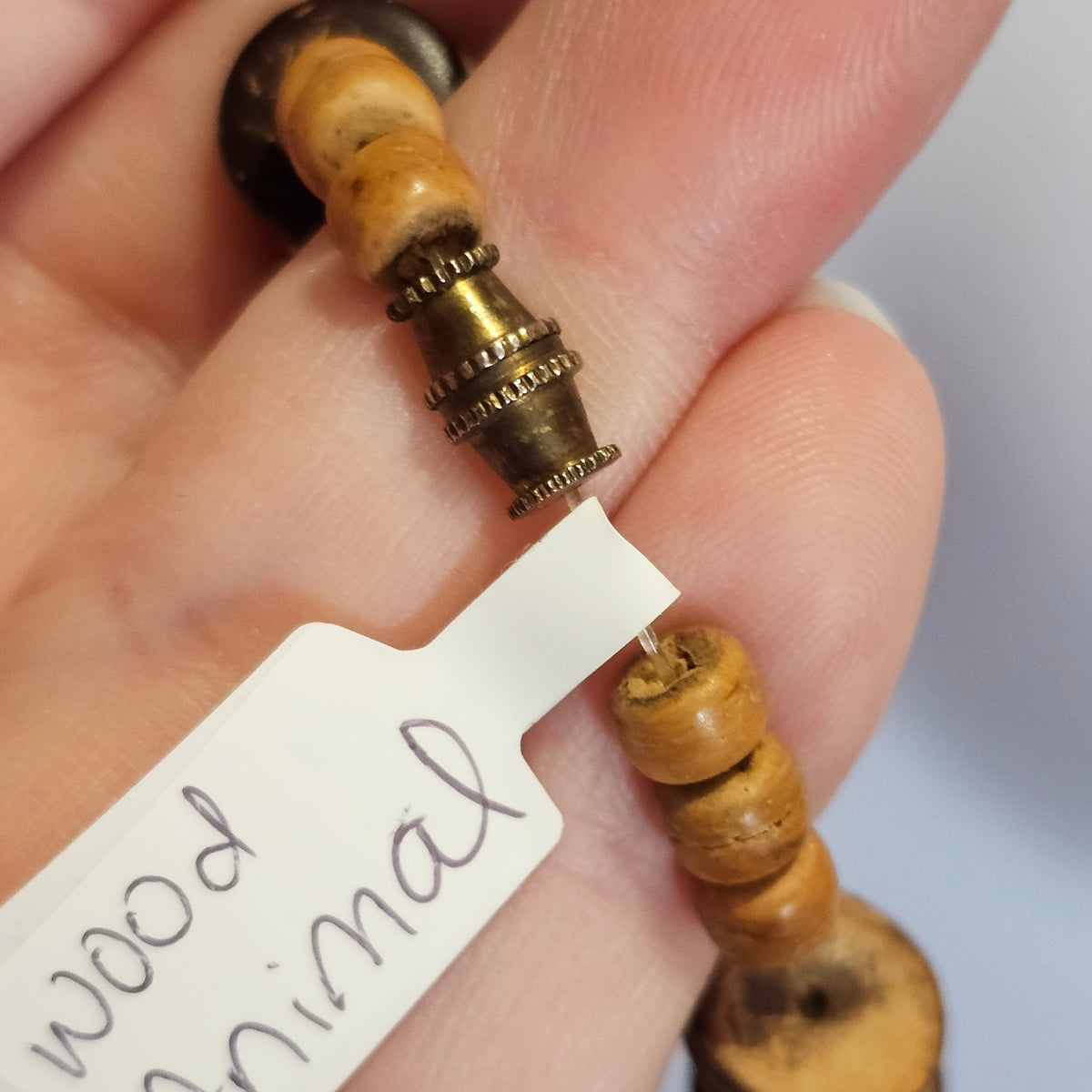 Huge Wooden African Ethnic Hand Carved Animal Braded Necklace Statement Vintage