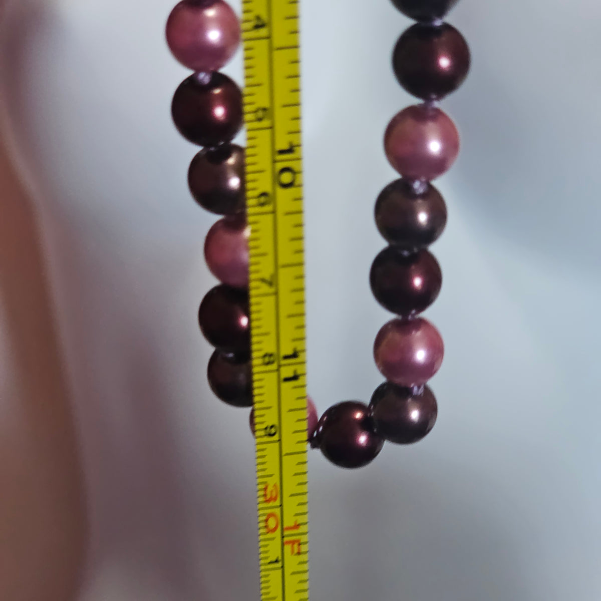Danecraft Purple Pink Glass Pearls Beaded Sterling Silver Clasp Necklace