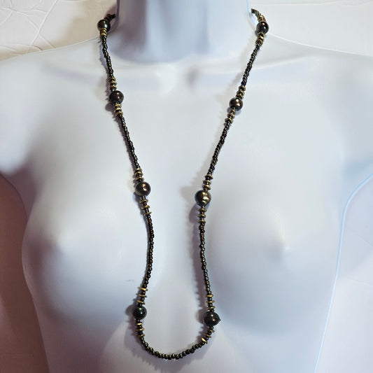 Rainbow Hematite Beaded Necklace Healing Crystals Bohemian Witchy