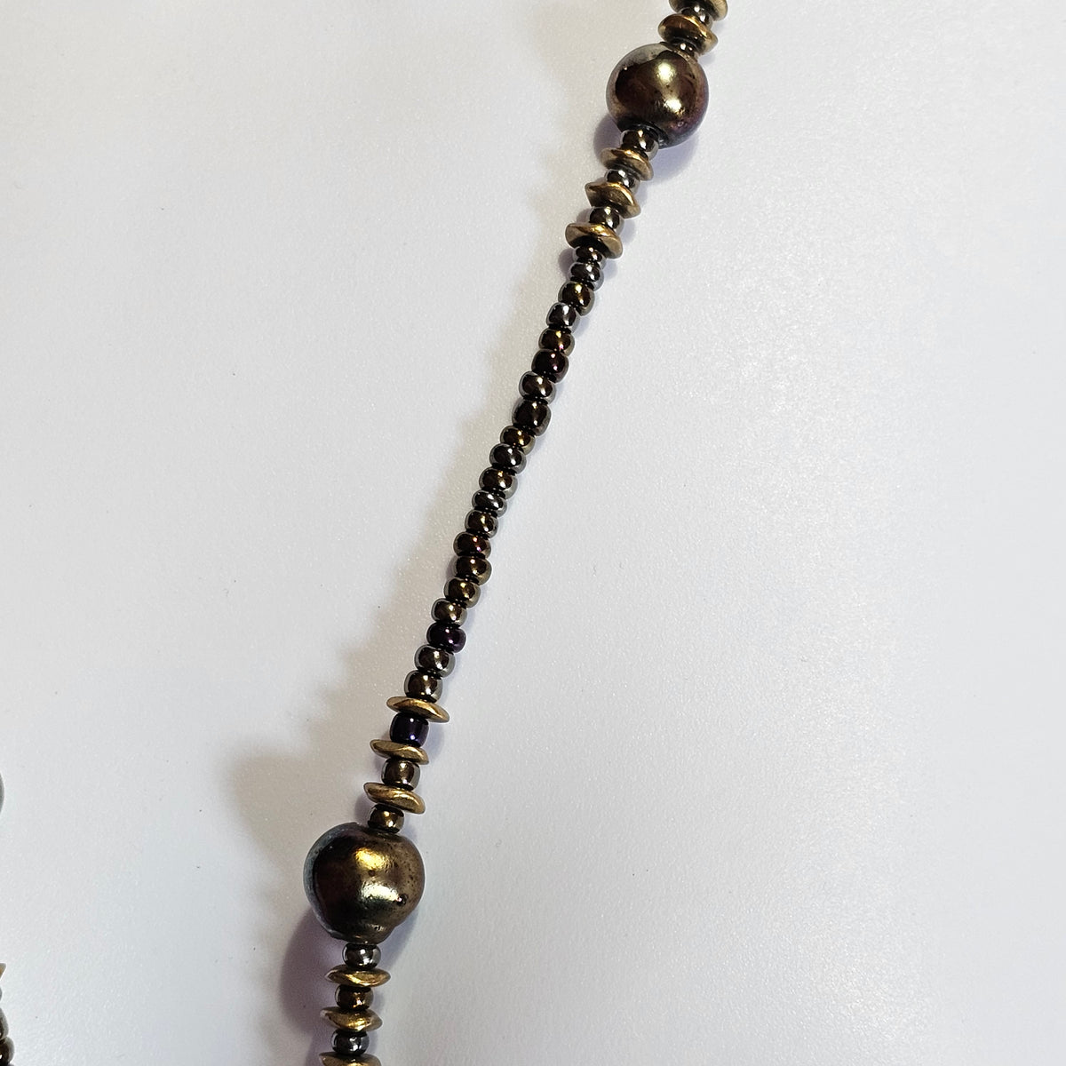 Rainbow Hematite Beaded Necklace Healing Crystals Bohemian Witchy