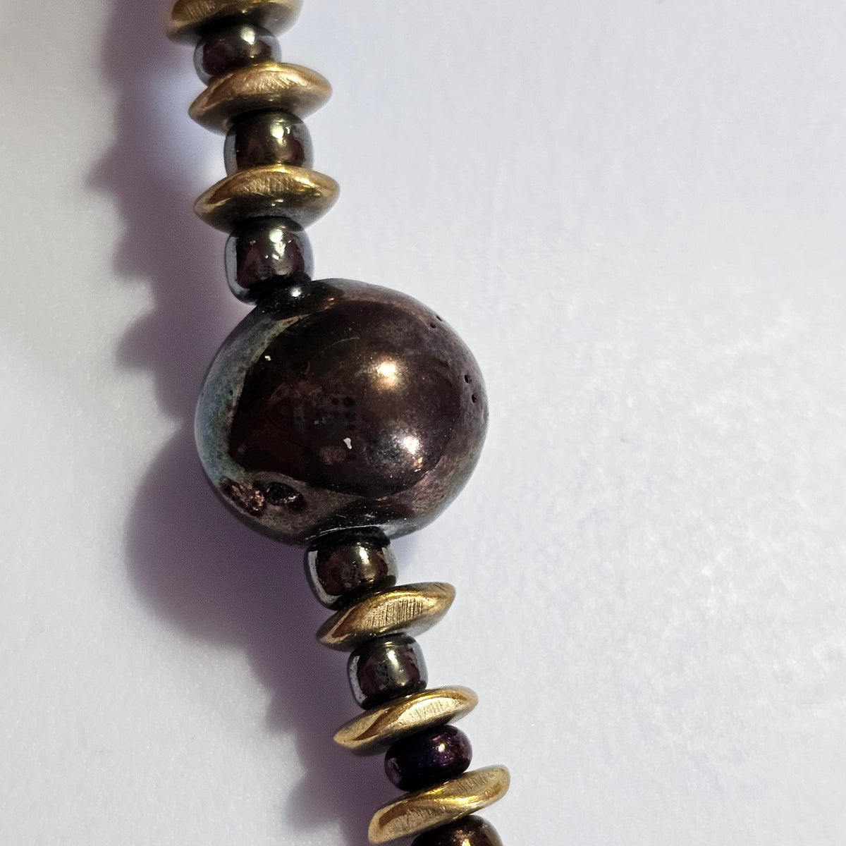 Rainbow Hematite Beaded Necklace Healing Crystals Bohemian Witchy
