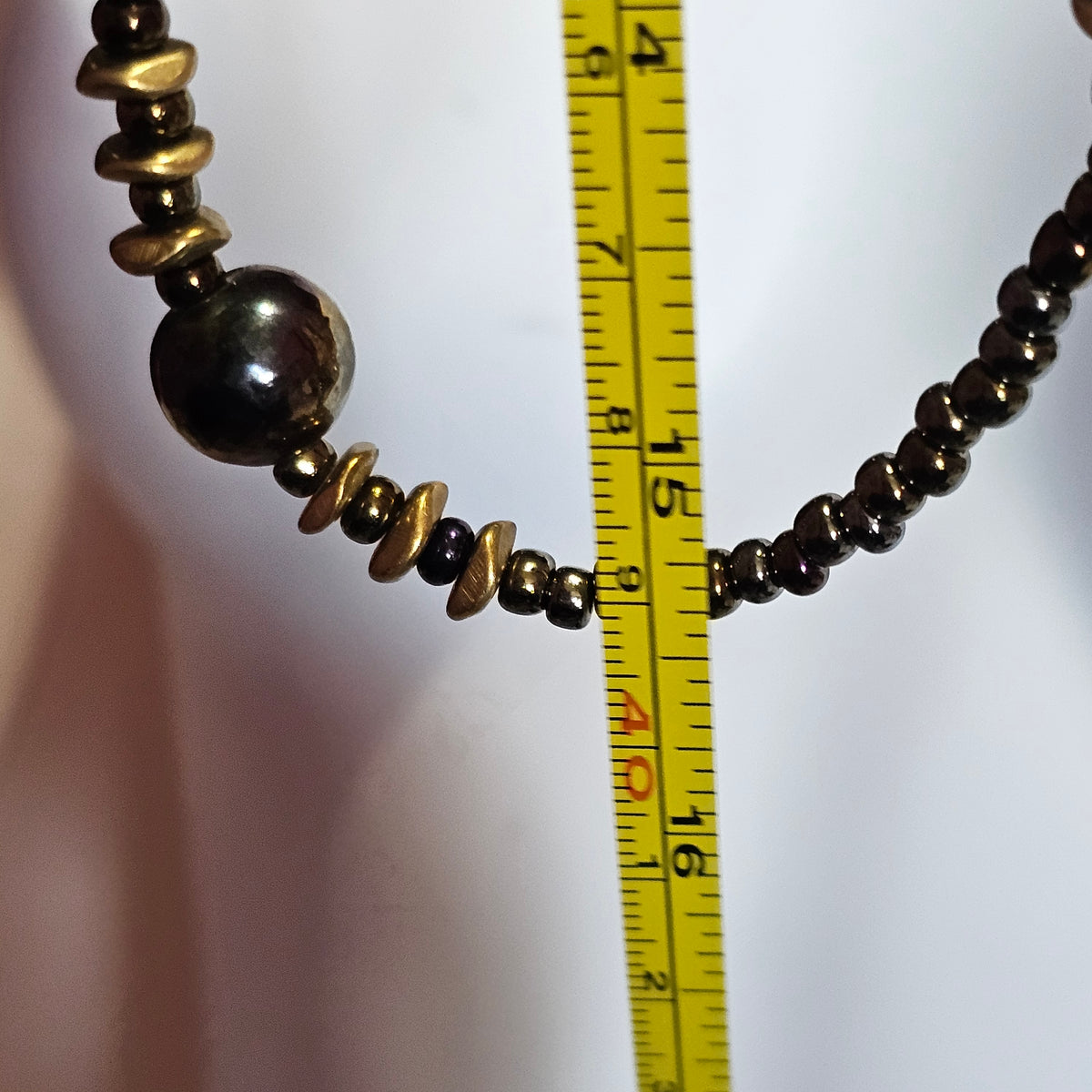 Rainbow Hematite Beaded Necklace Healing Crystals Bohemian Witchy