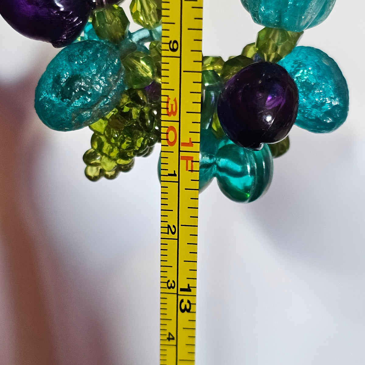 Teal Blue Purple Green Lucite Plastic Vintage West Germany Beaded Fruit Salad Necklace