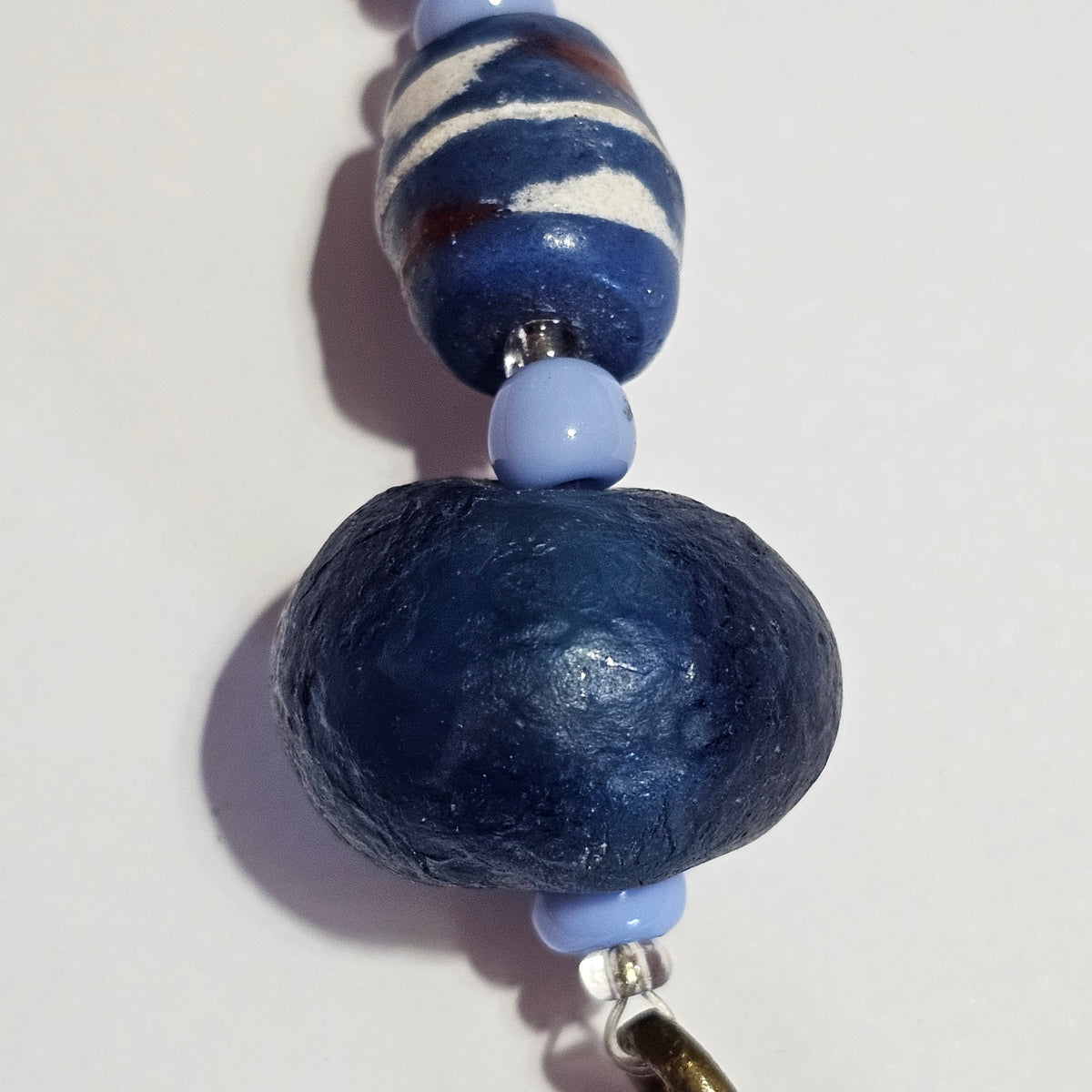 Artisan Blue Stone Beaded Tribal Face Necklace Vintage