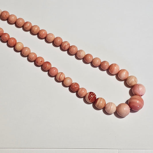 Pink Angel Skin Coral Round Graduated Beaded Necklace Vintage