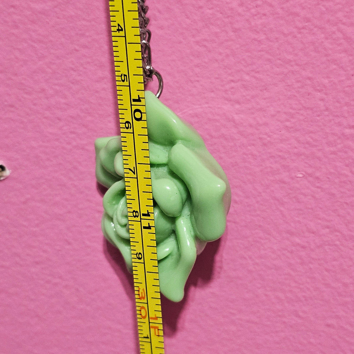 Green Molded Plastic Rose Pendant Necklace Vintage
