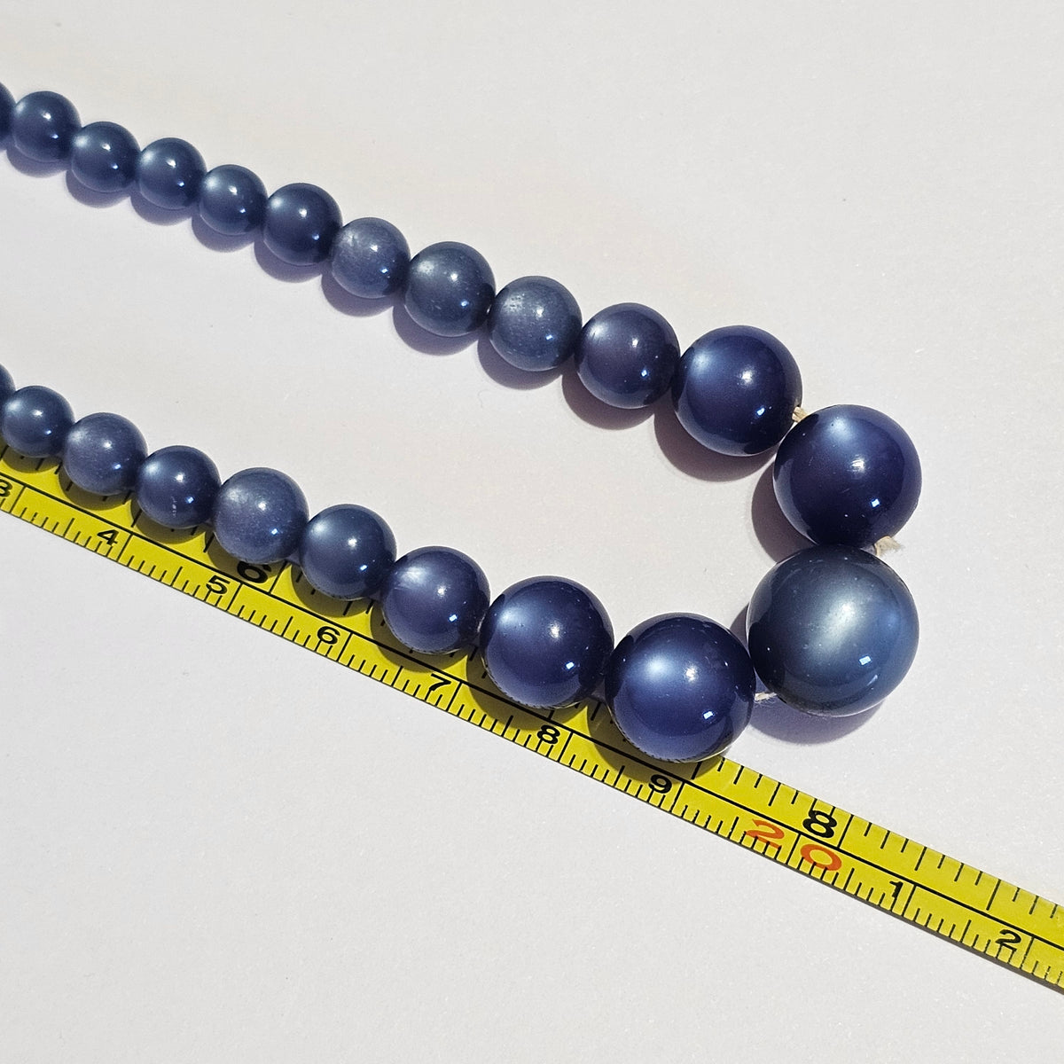 Blue Graduated Lucite Moonglow Beaded Necklace Vintage Antique Clasp