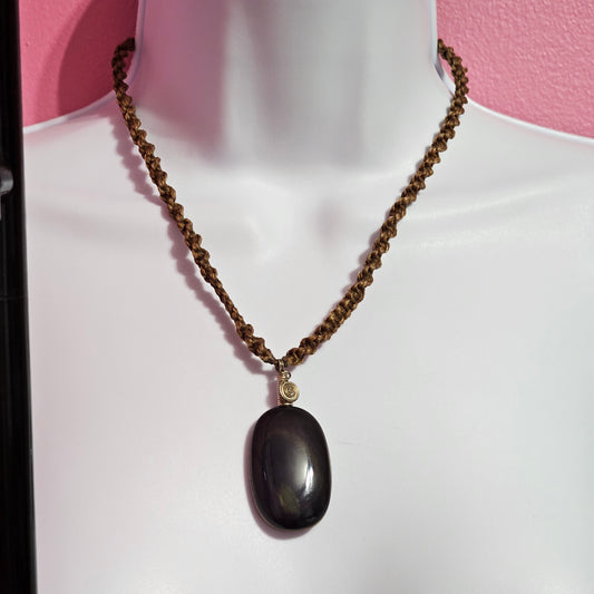 Beautiful Deep Purple Rainbow Swirl Natural Stone Necklace Artisan Made