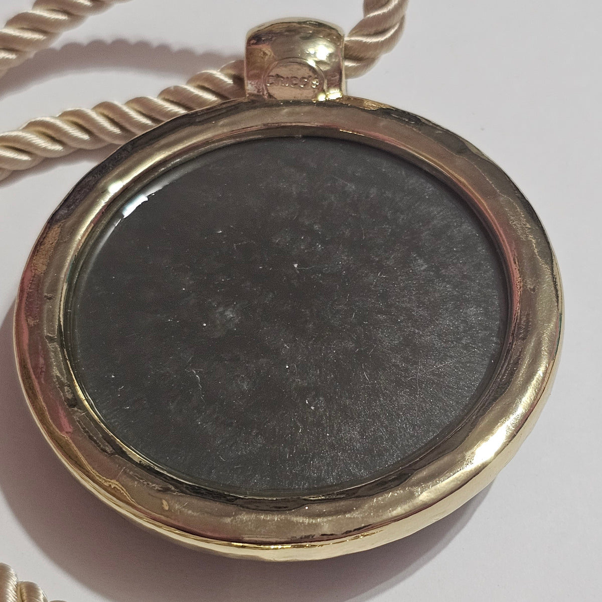 Chicos Statement Necklace Abstract Huge Glitter Pendant Grey Stone 16"