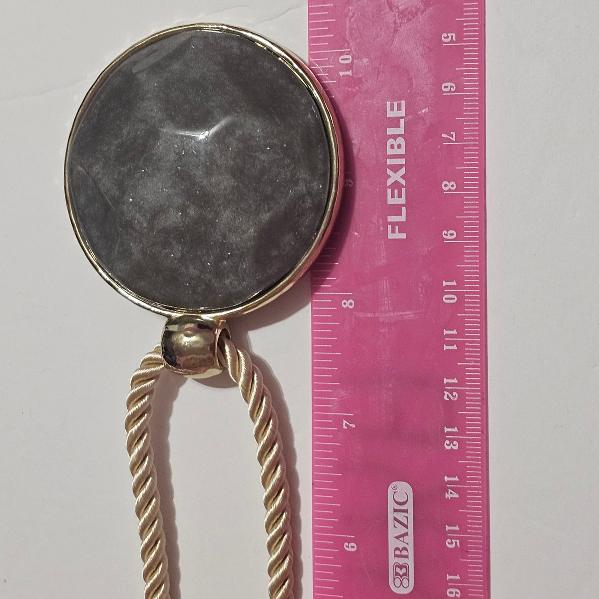 Chicos Statement Necklace Abstract Huge Glitter Pendant Grey Stone 16"