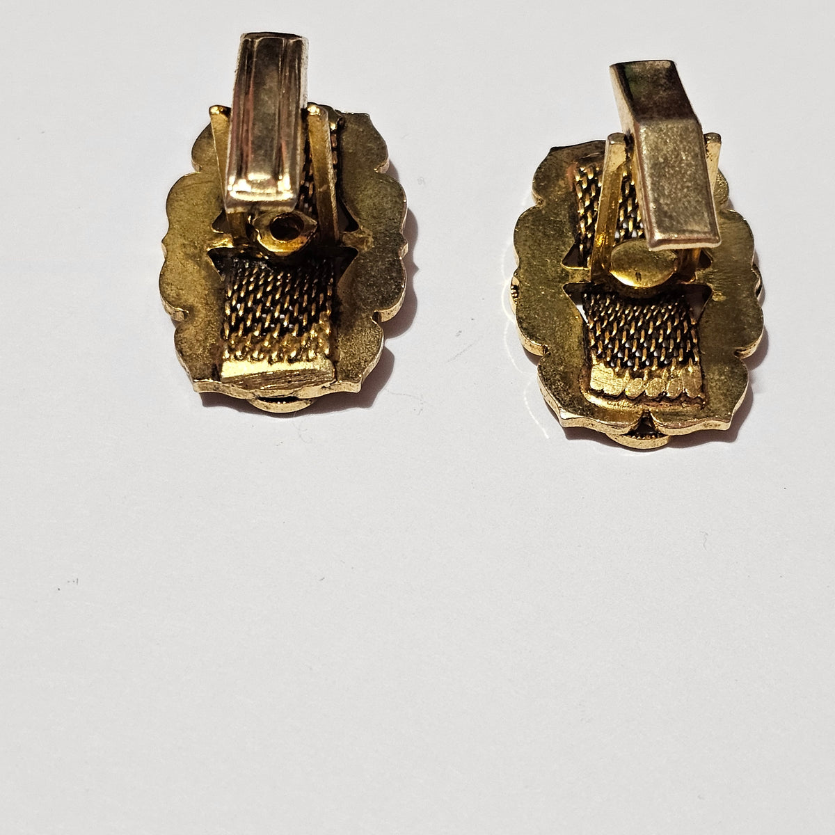 Vintage Gold-tone Mesh Wrap Cuff Links Textured Scroll Design Classic Formal