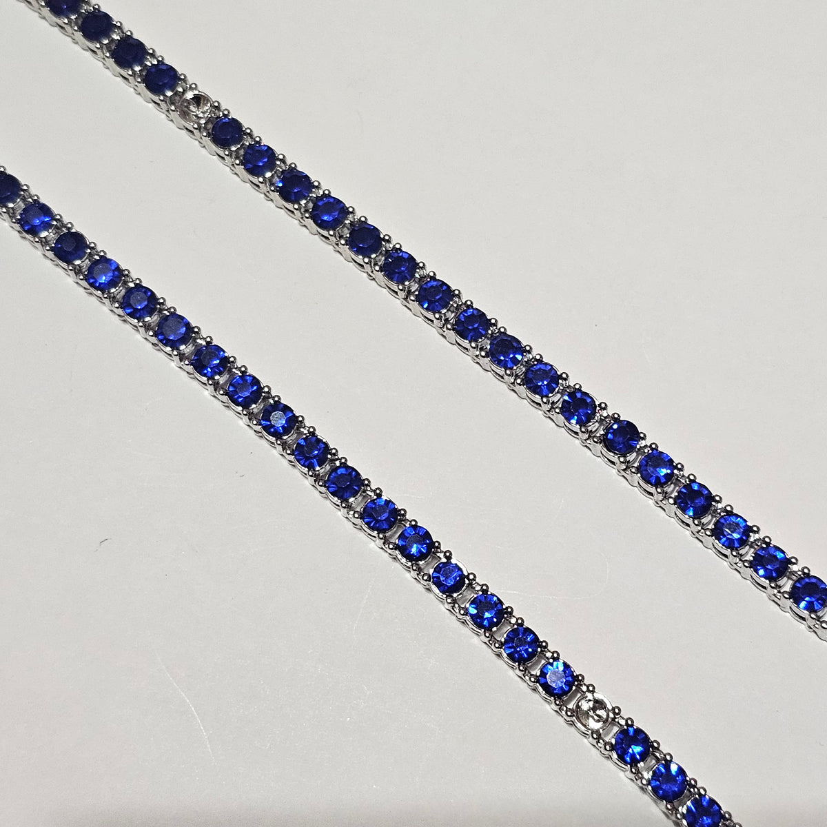 Stunning Blue Rhinestone Chain Acrylic Pendant Silver-tone Fancy Formalwear