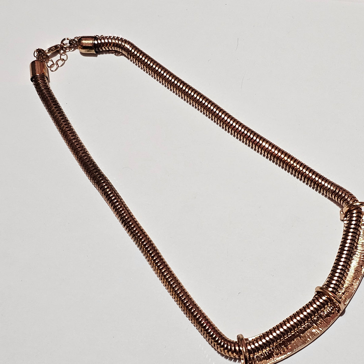 Rose Gold Plated Statement Rhinestone Snake Chain Necklace Vintage