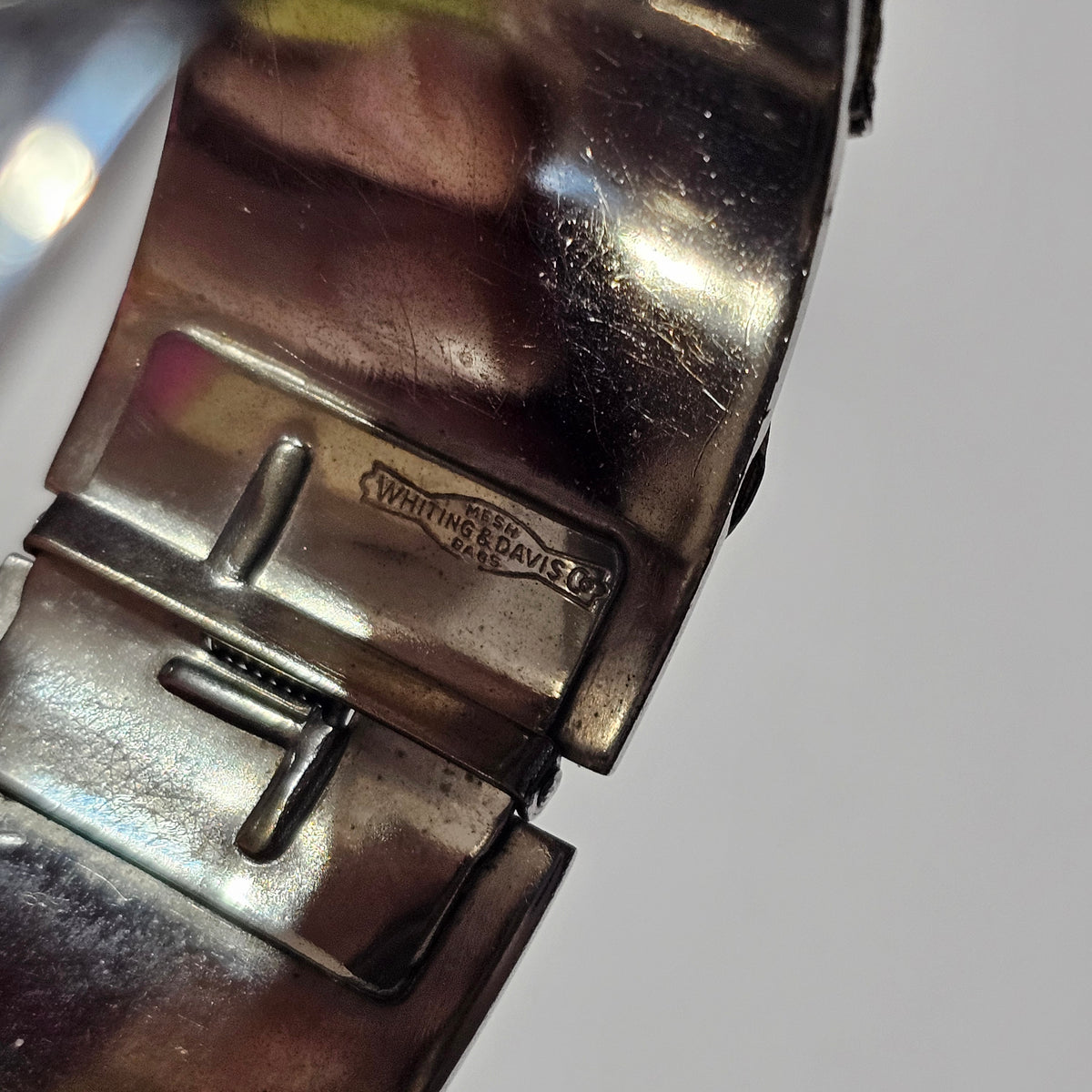 Vintage Mid Century Whiting and Davis Signed Silver-Tone Bracelet Leaf Motif
