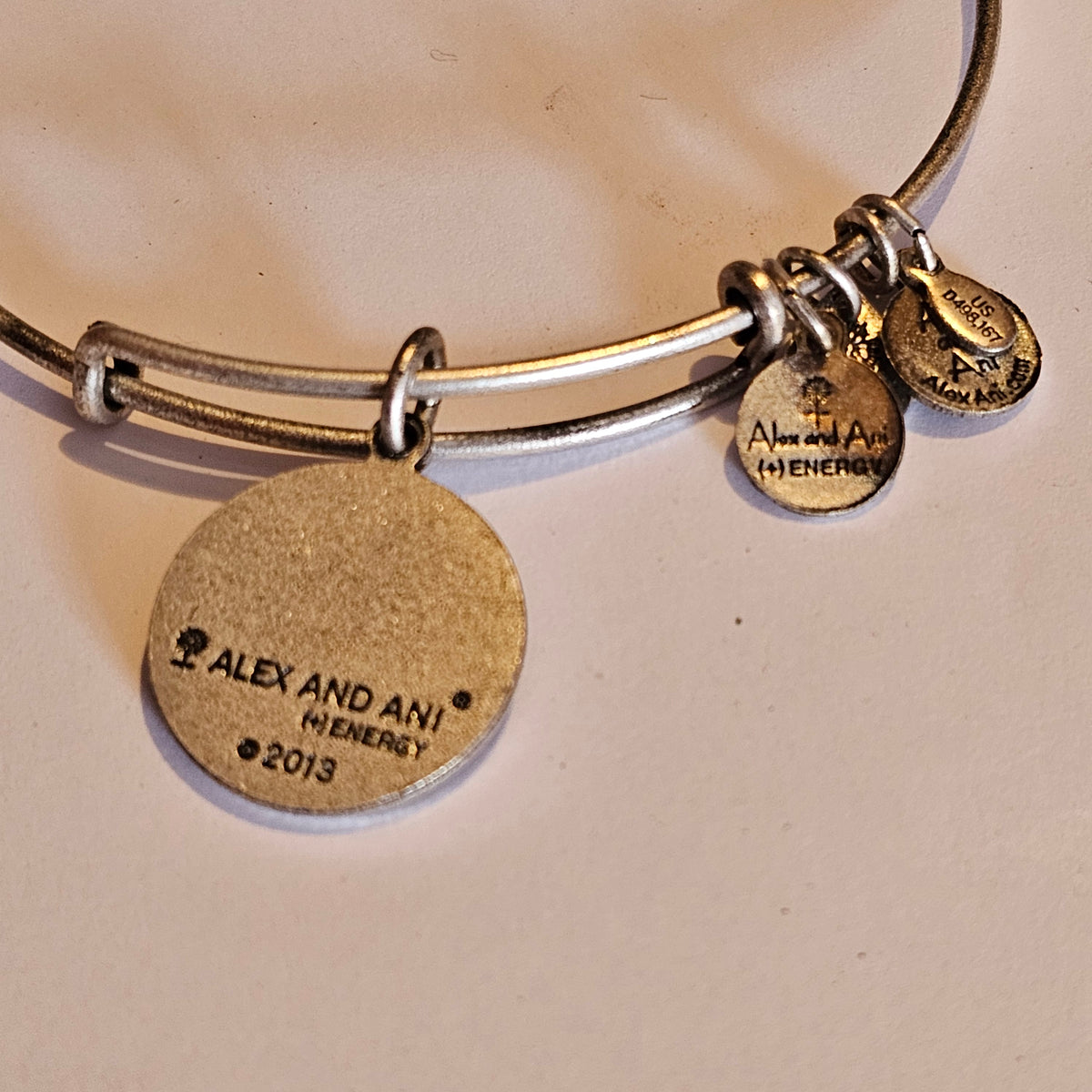 Alex And Ani Lotus Flower Charm Bangle Energy Ohm Om Bracelet Silver Tone 2013