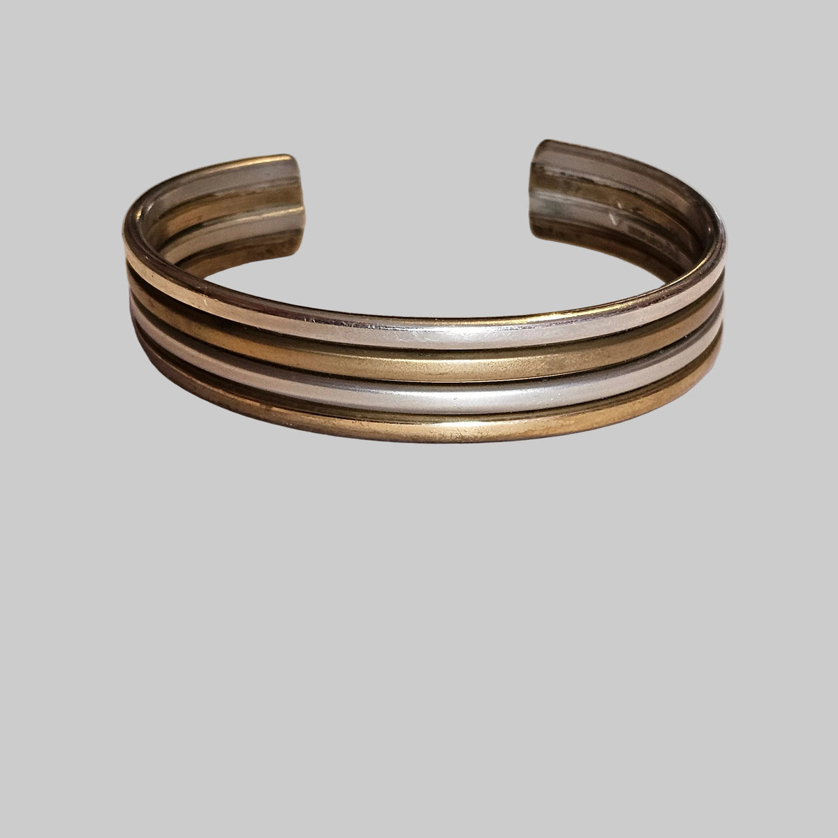 Sergio Lub Roman Layered Mixed Metal Brass Copper Silver Cuff Bracelet