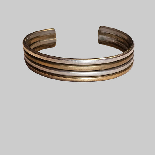 Sergio Lub Roman Layered Mixed Metal Brass Copper Silver Cuff Bracelet