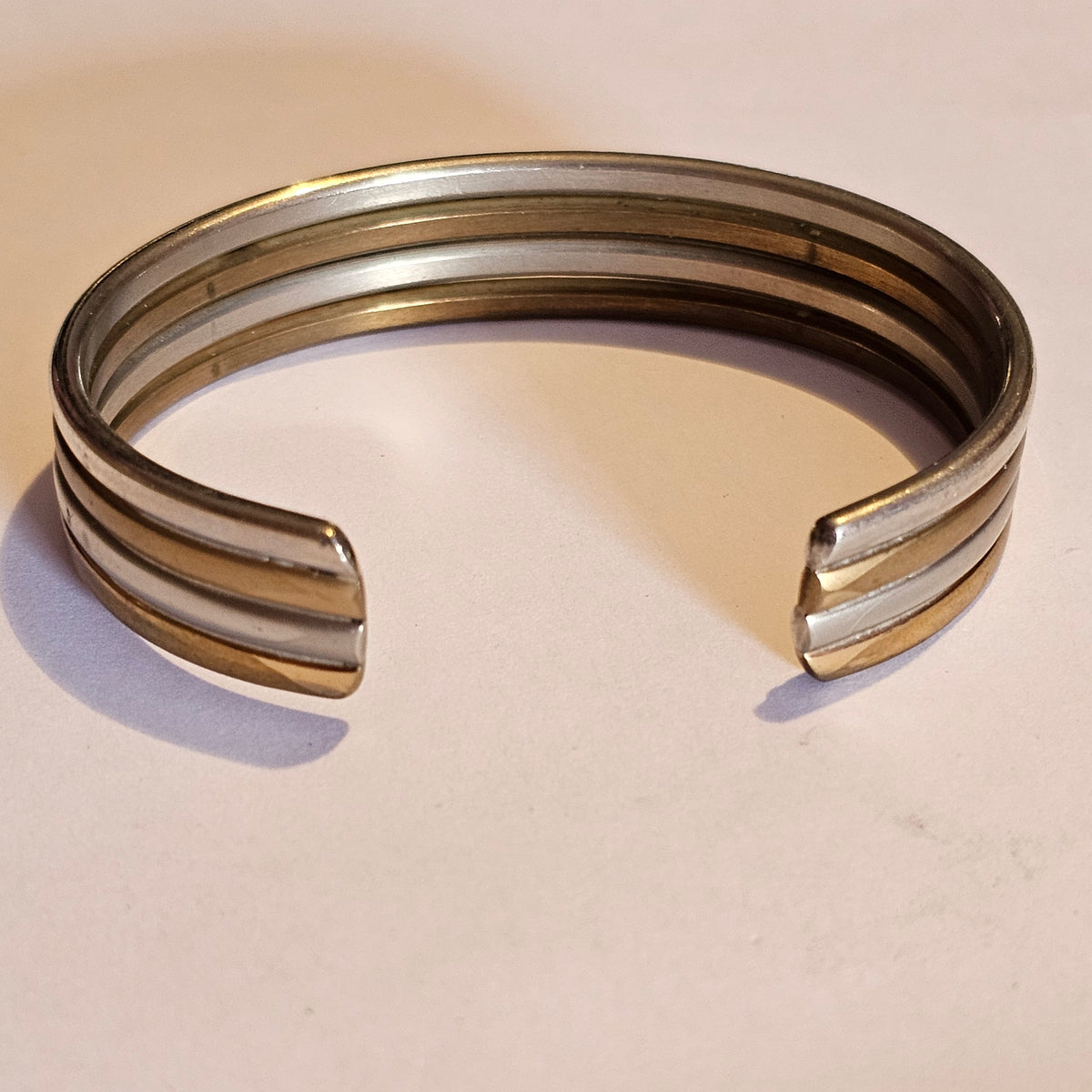 Sergio Lub Roman Layered Mixed Metal Brass Copper Silver Cuff Bracelet