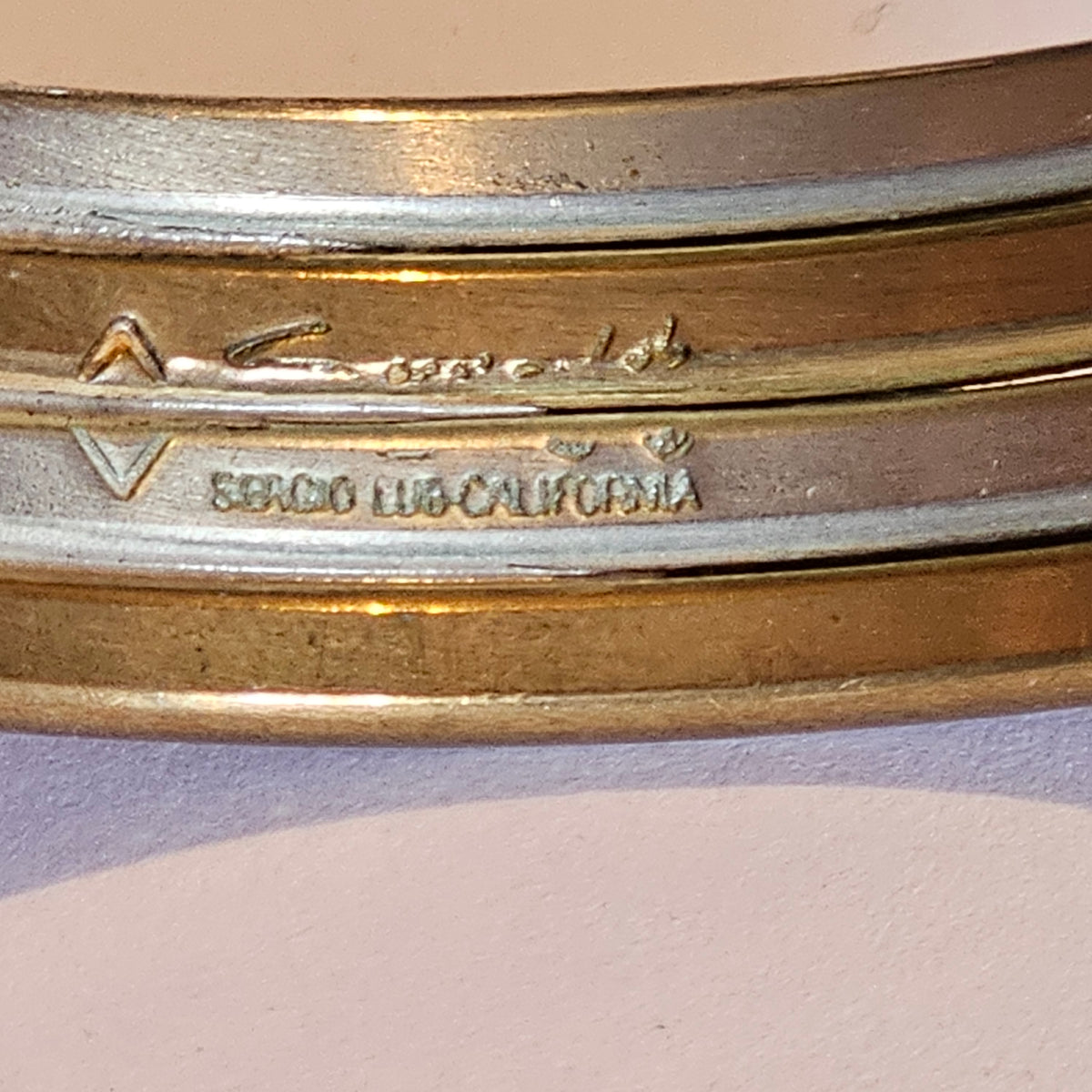Sergio Lub Roman Layered Mixed Metal Brass Copper Silver Cuff Bracelet