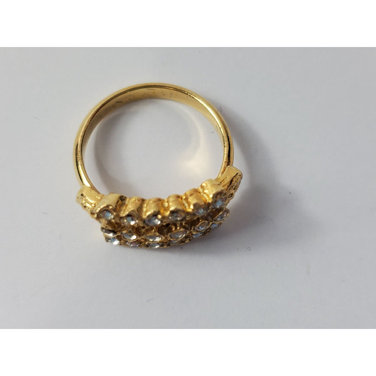 Vintage Majesty Princess Gold-tone Cubic Zirconia Stacked Ring Size 5.5
