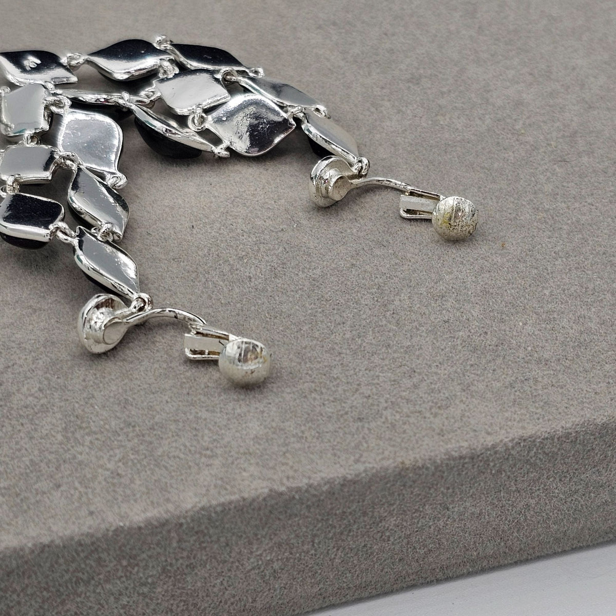 Liz Claiborne Silver-tone Green Abalone Dangle Drop Clip-on Earrings