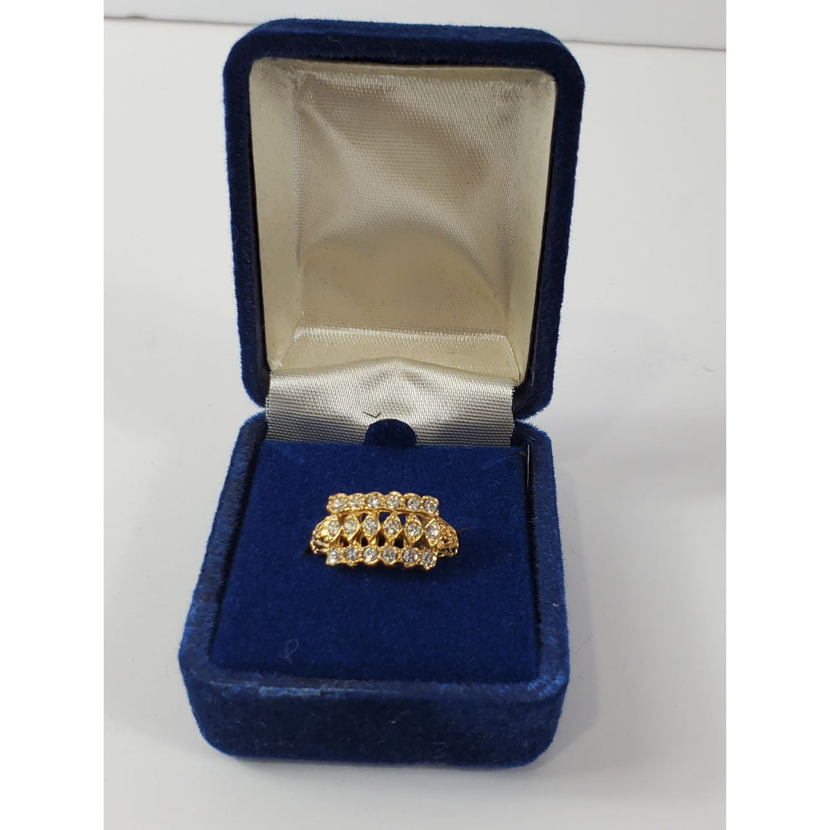 Vintage Majesty Princess Gold-tone Cubic Zirconia Stacked Ring Size 5.5