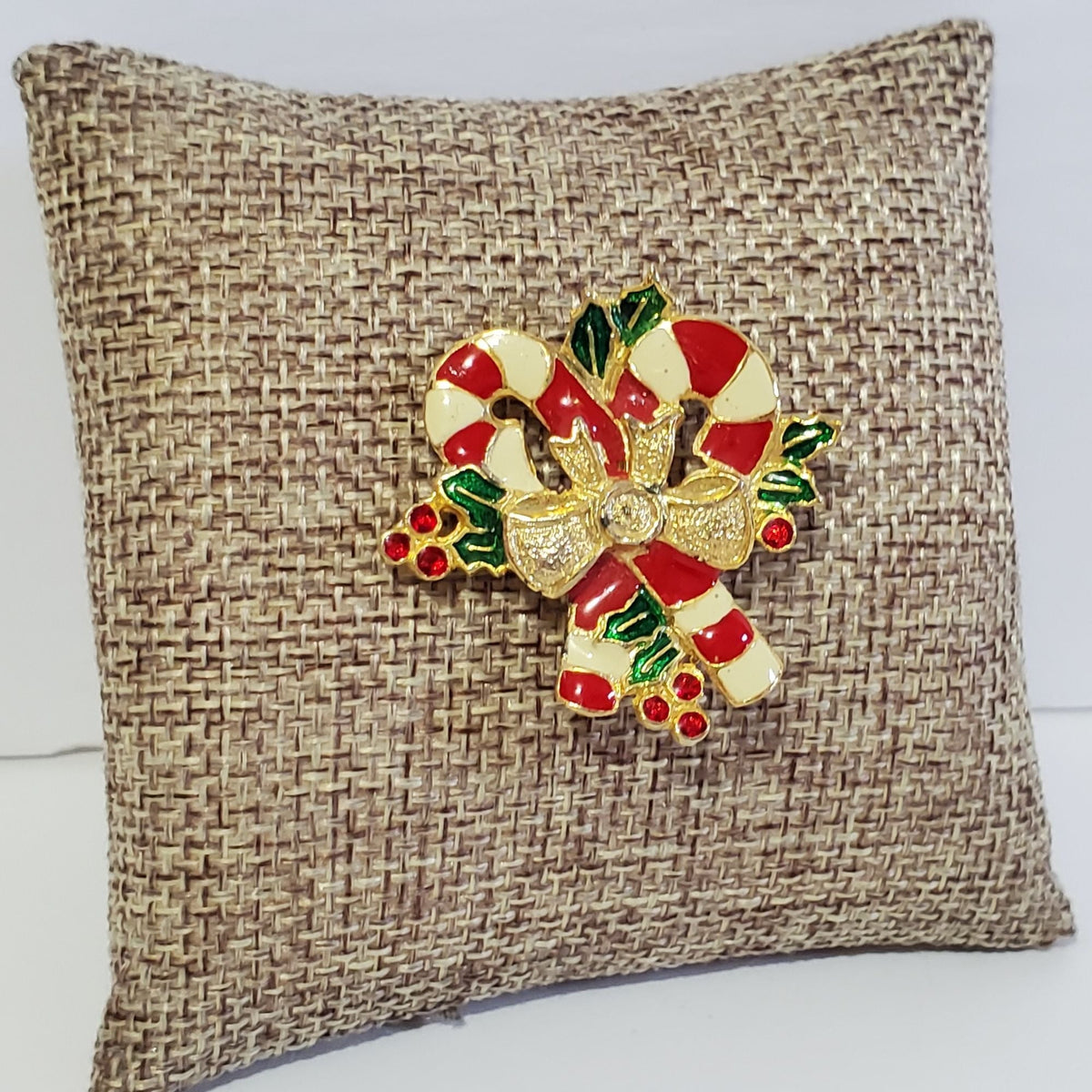 Vintage Christmas Holiday Candy Cane Brooch
