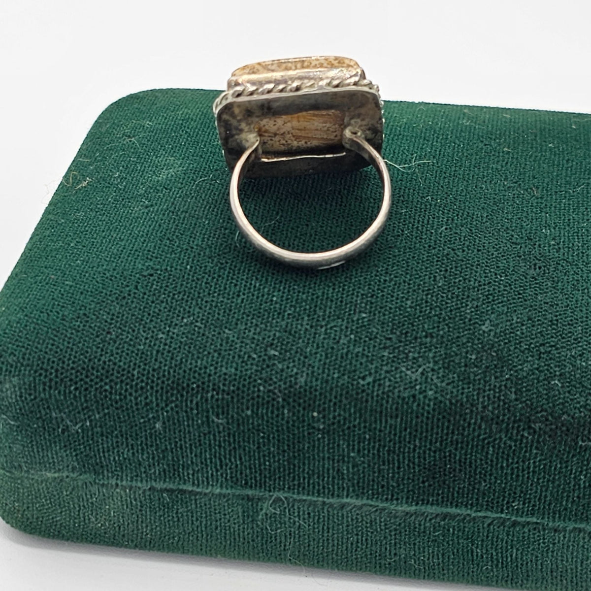 Sterling Silver Signed 925 Jasper Stone Square Size 8.5 Ring Vintage
