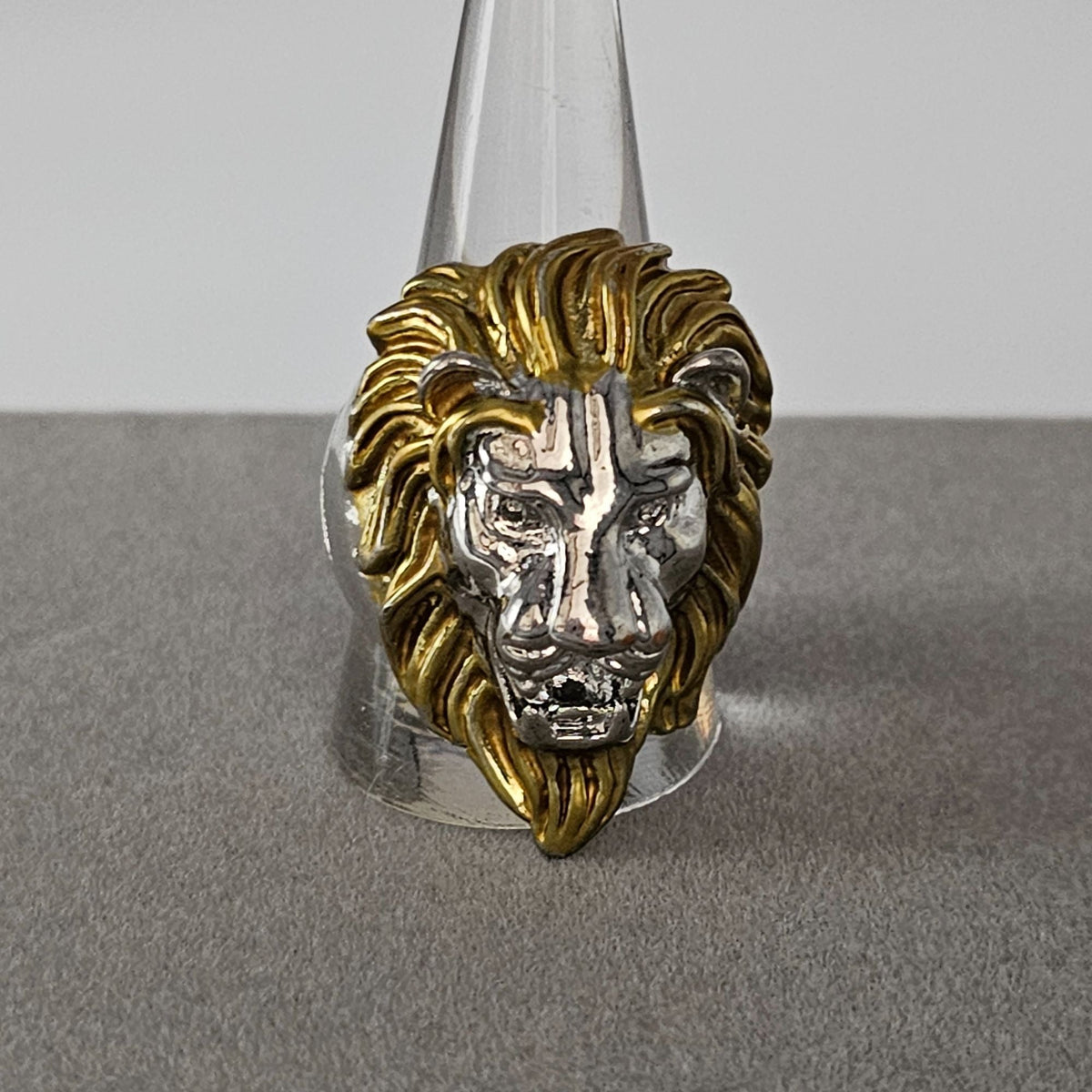 Lions Head Mane Silver Gold Tone Men's Fashion Ring Size 11.5