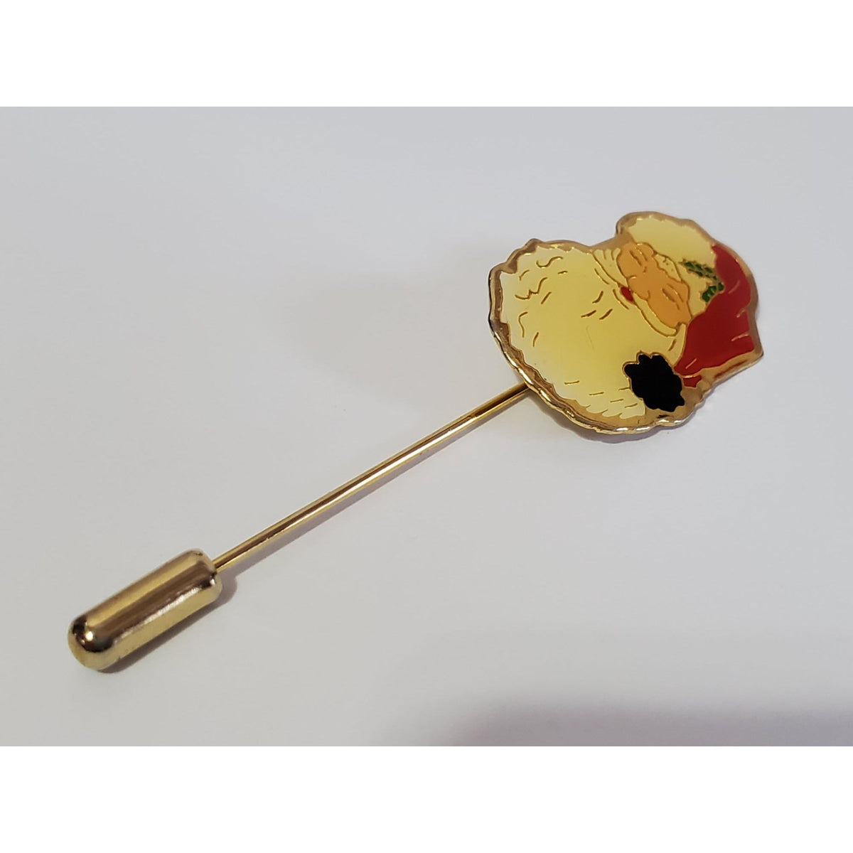 Vintage Gold-tone Santa Claus Hat Stick Pin Christmas Holiday
