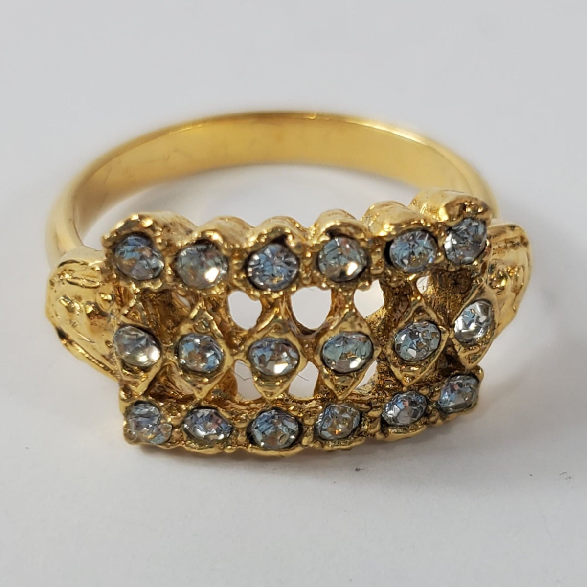 Vintage Majesty Princess Gold-tone Cubic Zirconia Stacked Ring Size 5.5