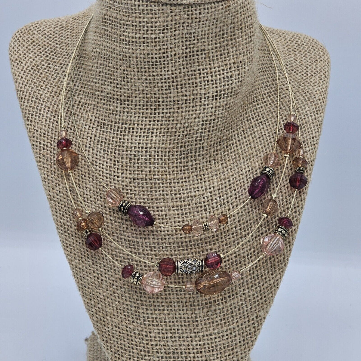 (689) NAPIER Designer Fashion Gold Wire Strands Faceted Beads Rondelles Necklace