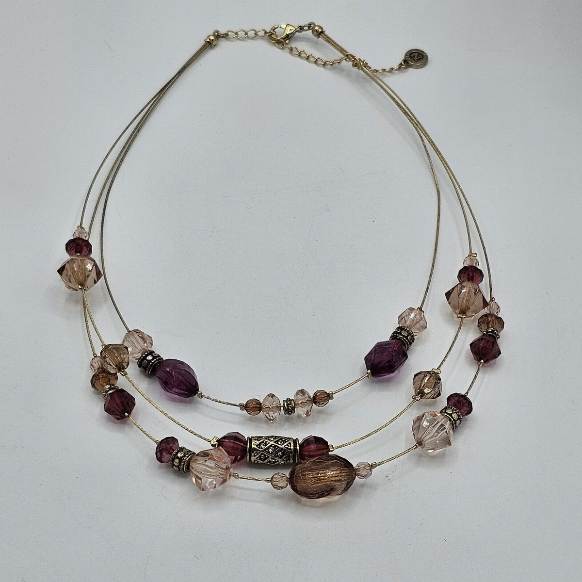 (689) NAPIER Designer Fashion Gold Wire Strands Faceted Beads Rondelles Necklace