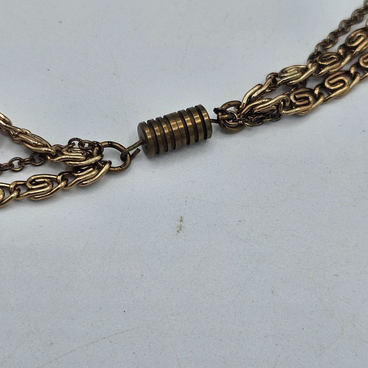 Vintage Gold-Tone Porcelain Cameo Tassels Ornate Pendant Layered Necklace
