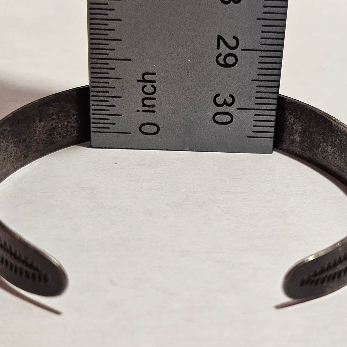 (718) Sterling Silver Native Engraved Cuff Bracelet 7 In Adjustable Patina