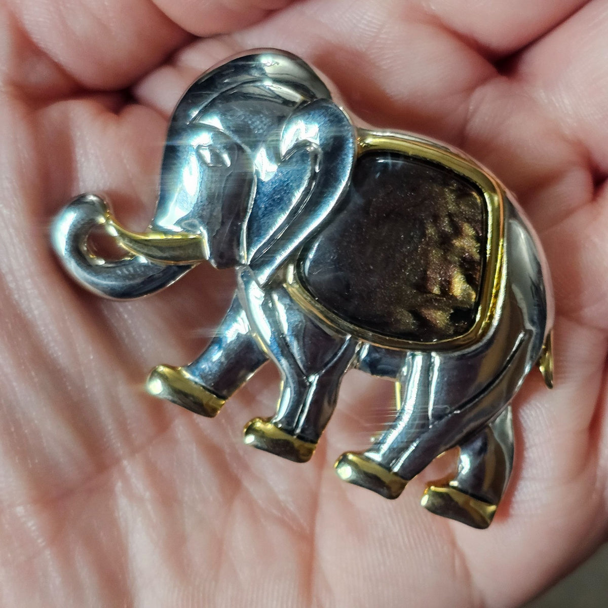 (50) Elephant Brooch Earring Set Gold SilverTone Jewelry Unique Animal Design Vintage