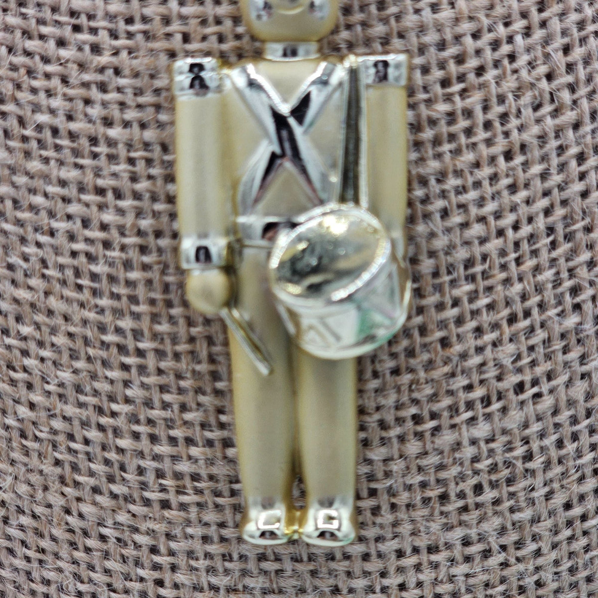 Vintage Gold-Tone Drummer Boy Soldier Brooch Pin Holiday Collectible Jewelry