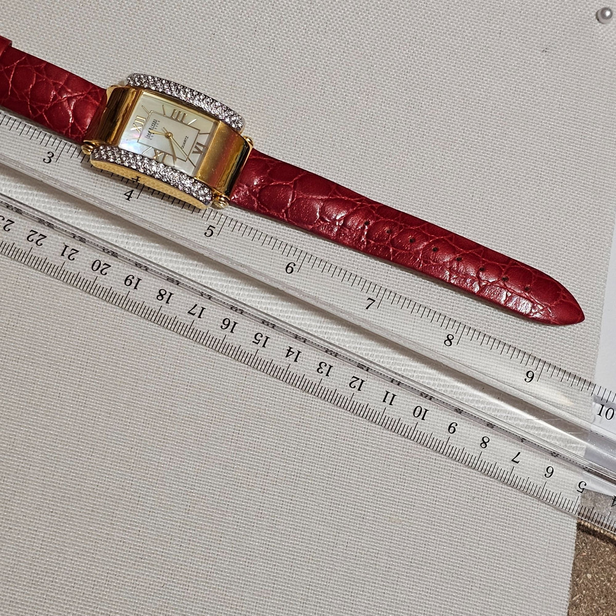 (643) Joan Rivers Gold-Tone Watch With Crystal Accents Interchangeable Leather Bands