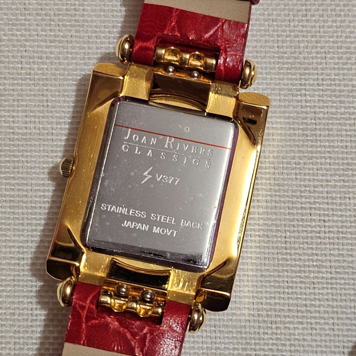 (643) Joan Rivers Gold-Tone Watch With Crystal Accents Interchangeable Leather Bands