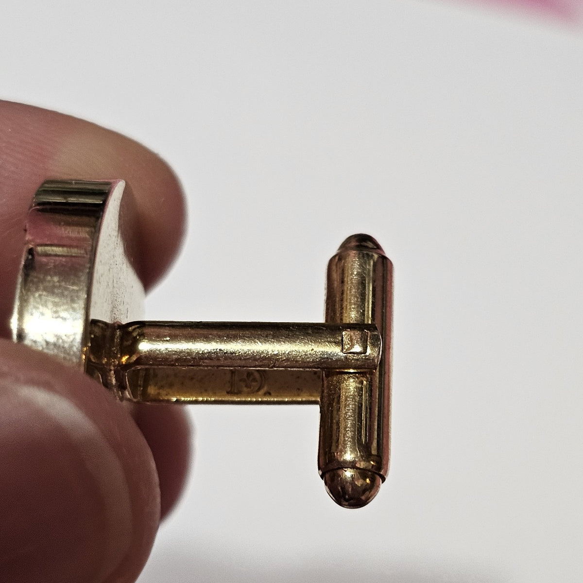 (572) Vintage Gold-Tone Round Matte Glossy Mens Bullet Back Cufflinks Signed Dante