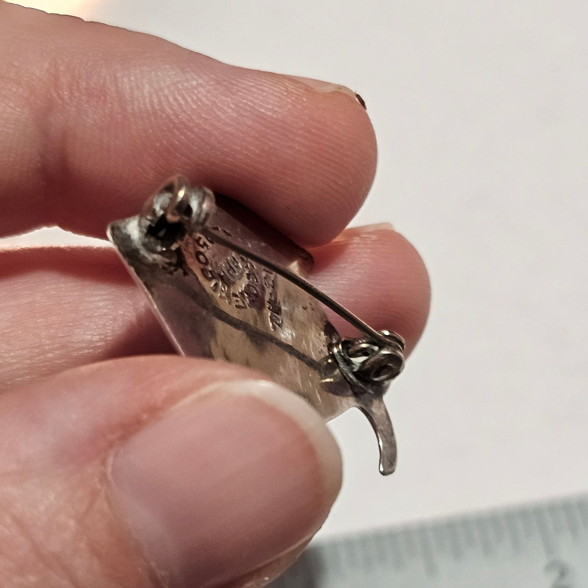 (708) Vintage Sterling Silver Fish Brooch Abalone Inlay Signed Taxco Mexico